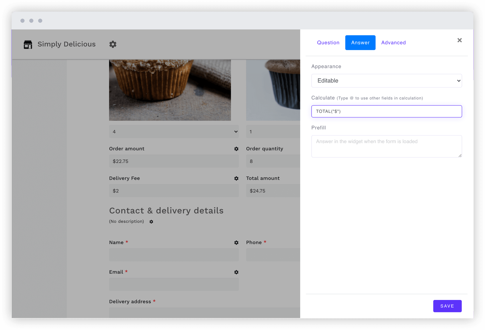Calculate order amount, shipping fee & discount using formula